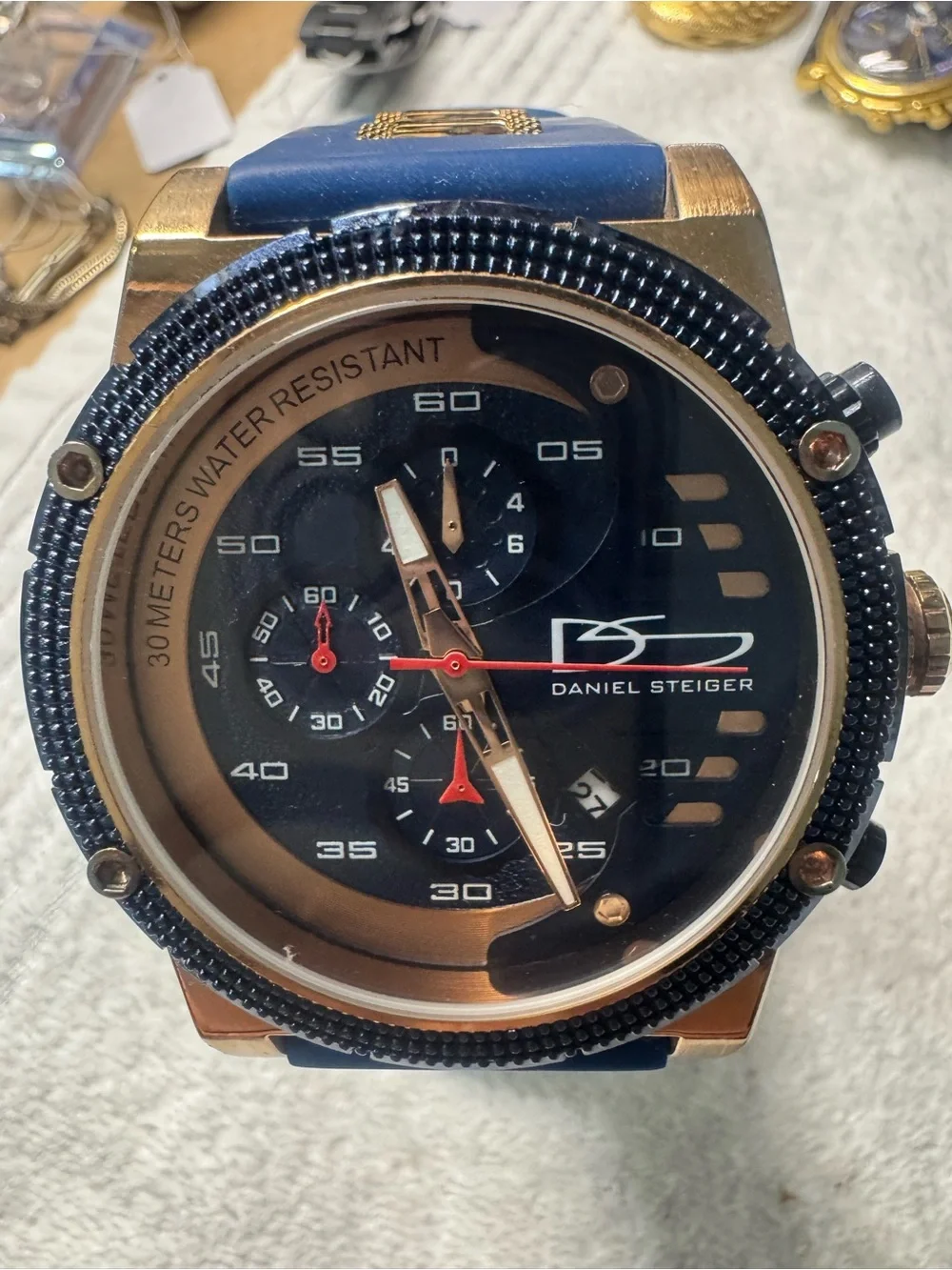 Men's Navy and Gold Chronograph Watch